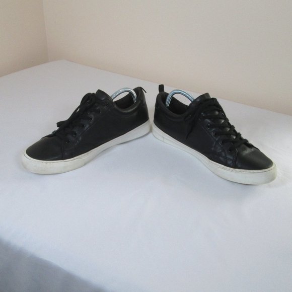 Banana Republic Mens Black Leather w\ White Sole Sneakers Size 11 Used-G… - Picture 4 of 8
